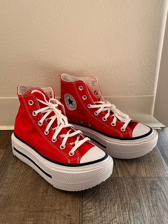 Converse Shoes - Converse Red High Top Platform Sneakers